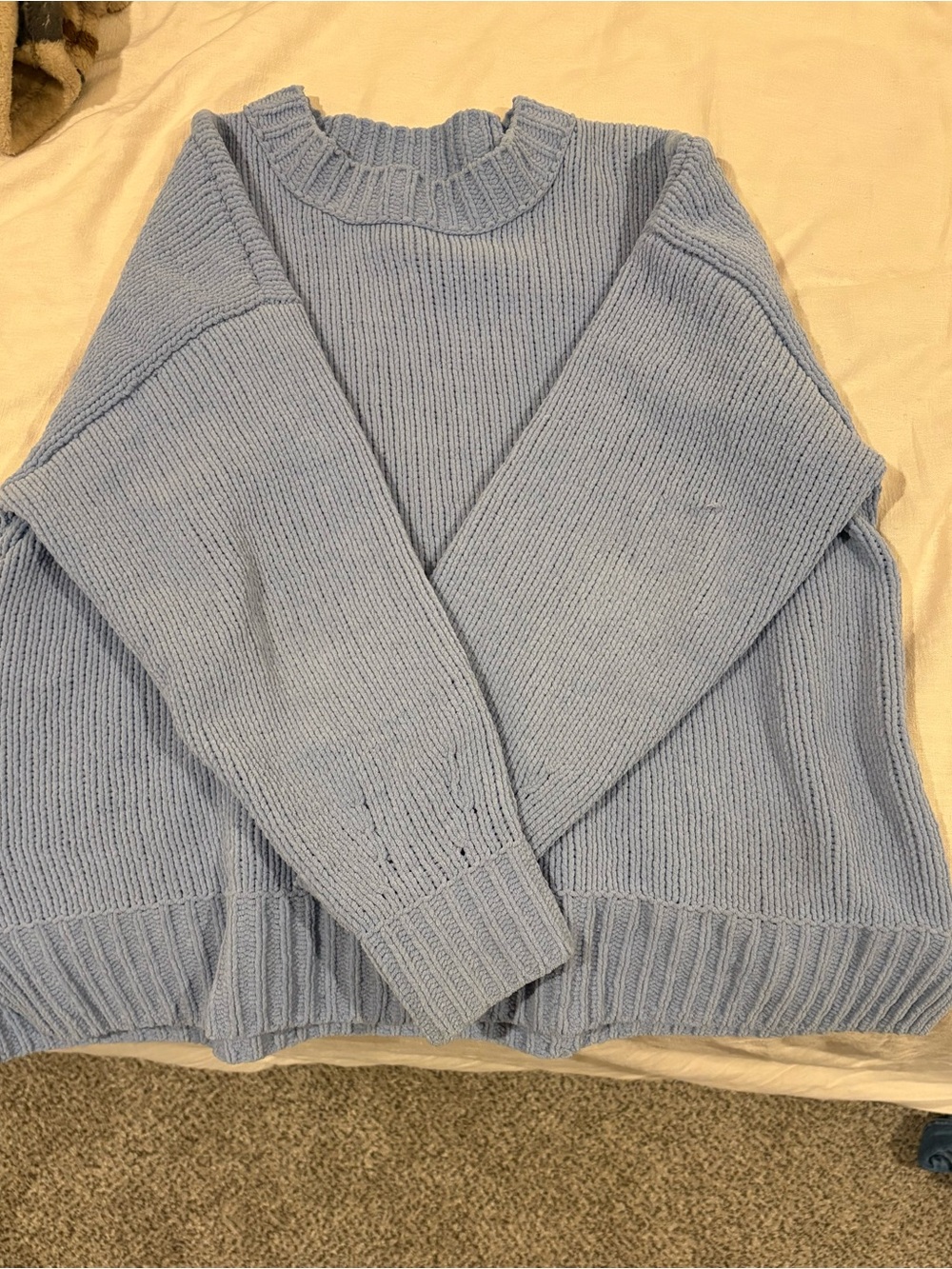 American Eagle Outfitters Baby Blue Ribbed Crewneck Sweater
